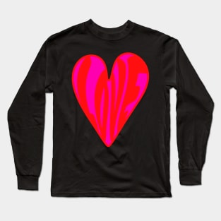 Hippie Style Love Heart, Red and Pink Long Sleeve T-Shirt